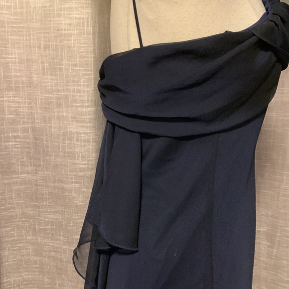 Alyn Paige navy chiffon full length dress - Picture 3 of 7